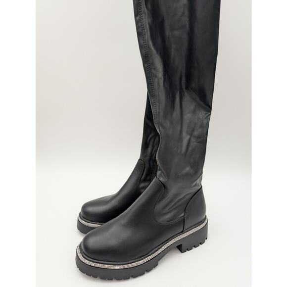 Azalea Wang New Rules Over the Knee Boot Diamante Trim Black Size US7 - Picture 13 of 16